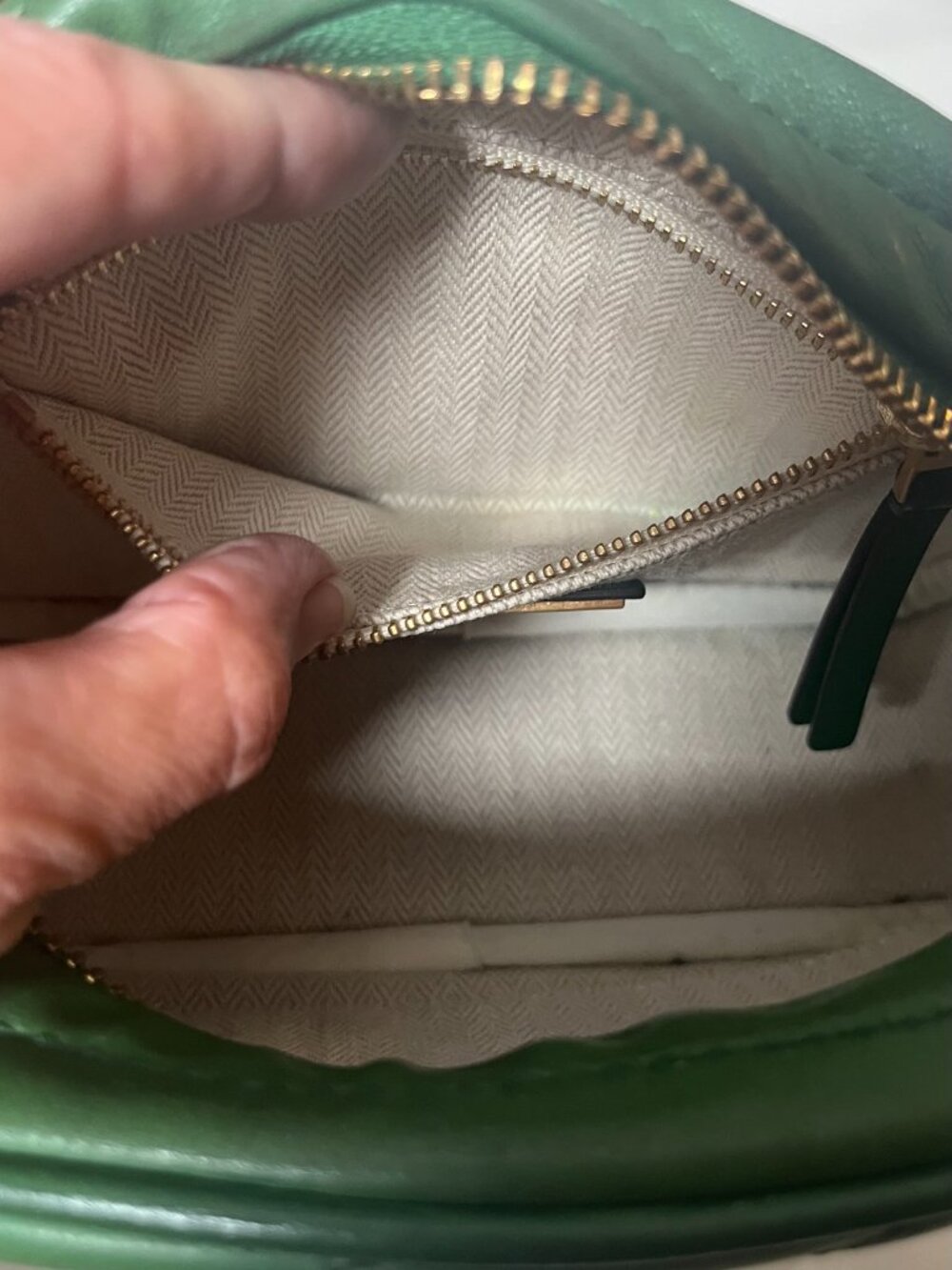 Tory Burch Kira Chevron Emerald Green Camera Bag Chain Crossbody - Picture 13 of 15